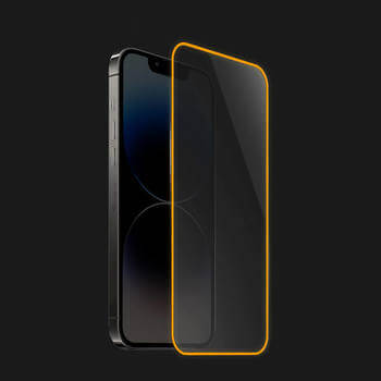 Picasee Ochronne szkło hartowane z rozbłyskującą w ciemności ramką do Apple iPhone 15 - Oranžová