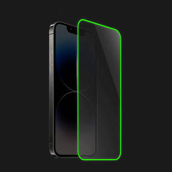 Picasee Ochronne szkło hartowane z rozbłyskującą w ciemności ramką do Apple iPhone 15 Pro Max - Zielona