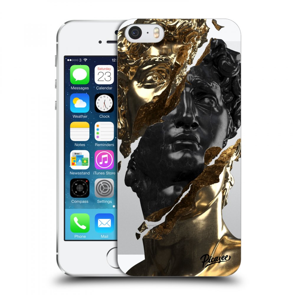 Silikonowe Przeźroczyste Etui Na Apple IPhone 5/5S/SE - Gold - Black