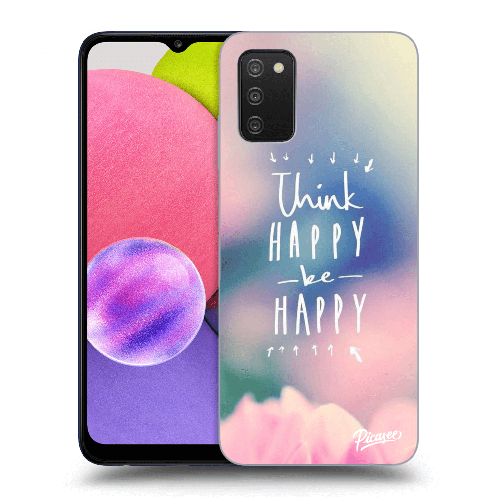 Silikonowe Czarne Etui Na Samsung Galaxy A02s A025G - Think Happy Be Happy