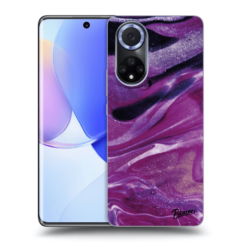 Silikonowe Czarne Etui Na Huawei Nova 9 - Purple Glitter