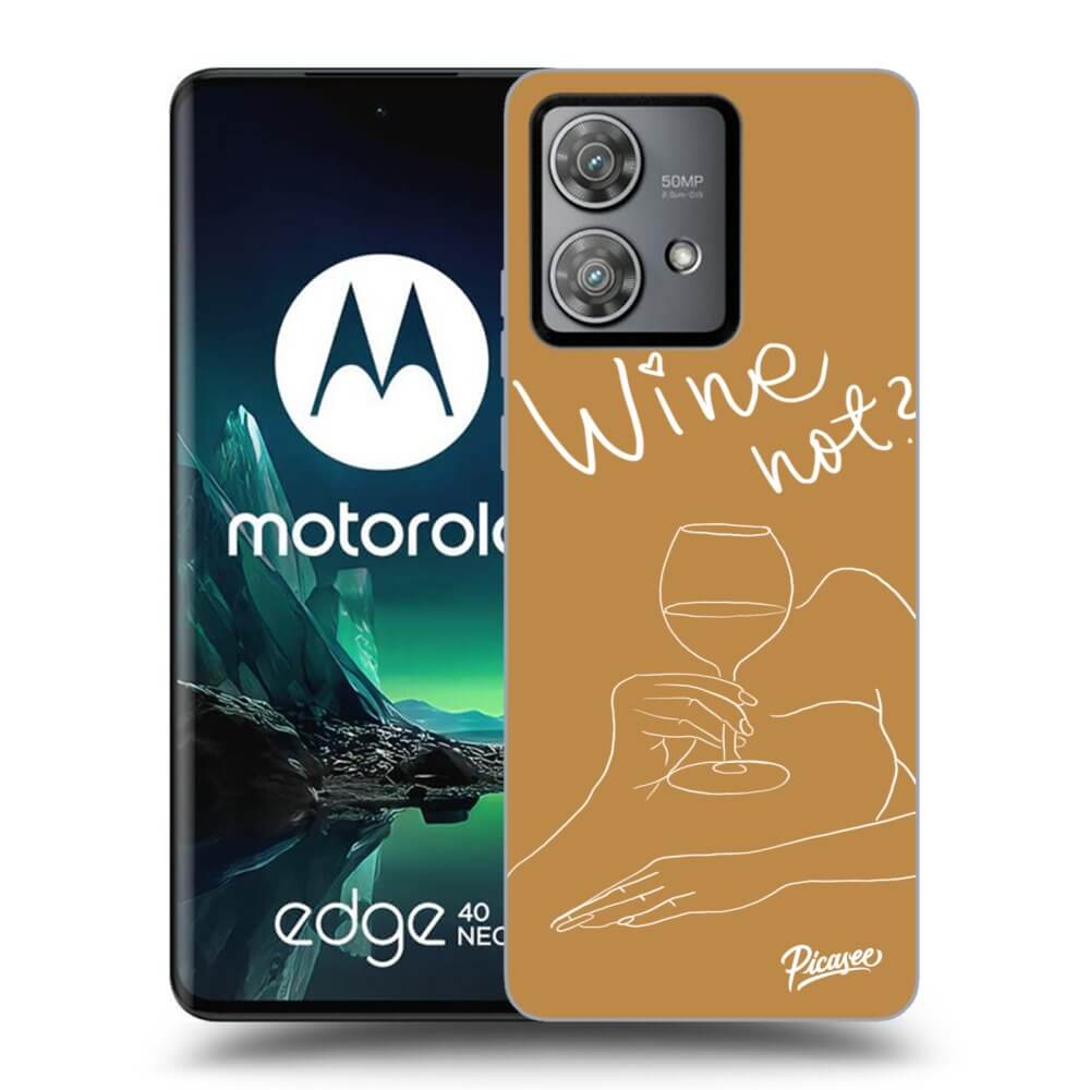 Picasee silikonowe czarne etui na Motorola Edge 40 Neo - Wine not